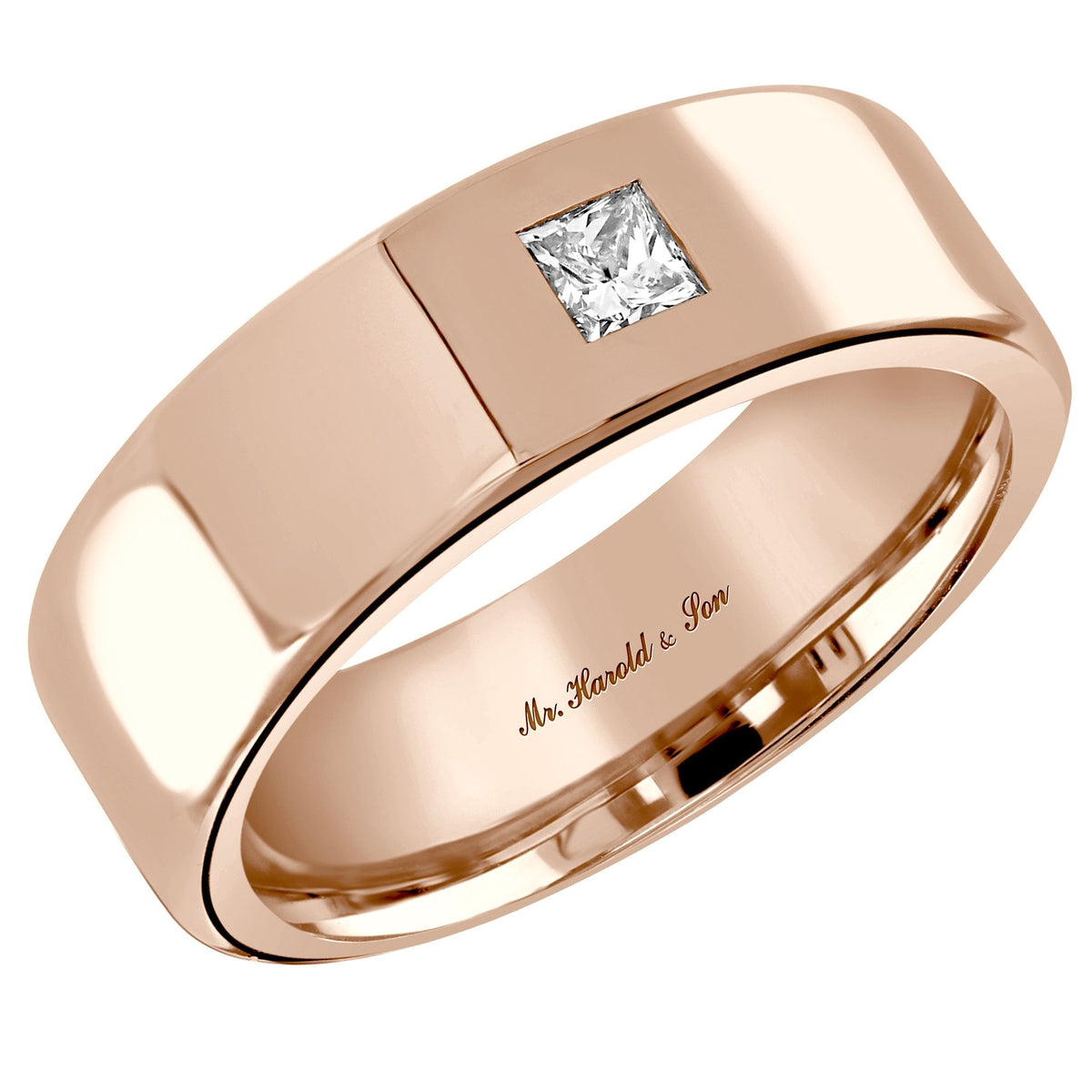 18ct rose gold 6.0mm 0.20ct diamond extra heavy court ring