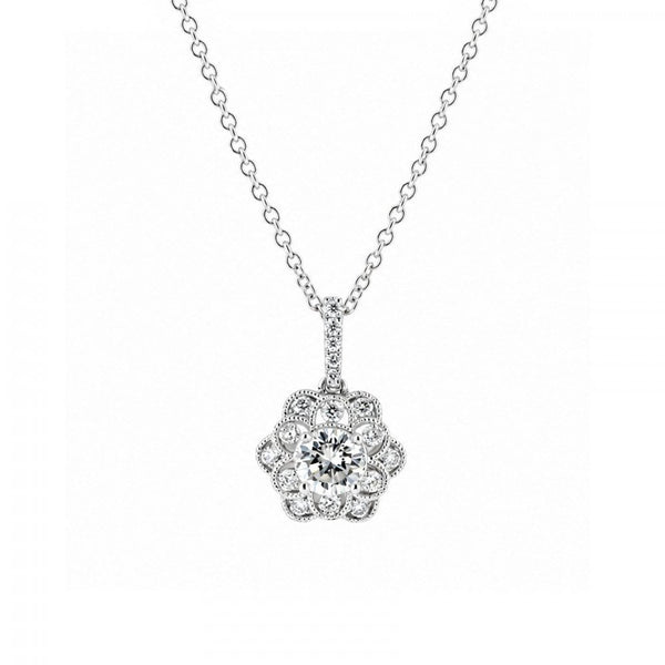 18ct white gold 0.75ct F VVS2 EGL diamond flower pendant