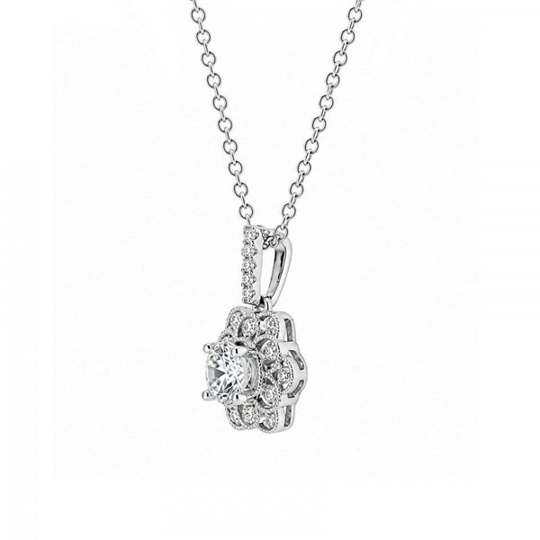 18ct white gold 0.75ct F VVS2 EGL diamond flower pendant