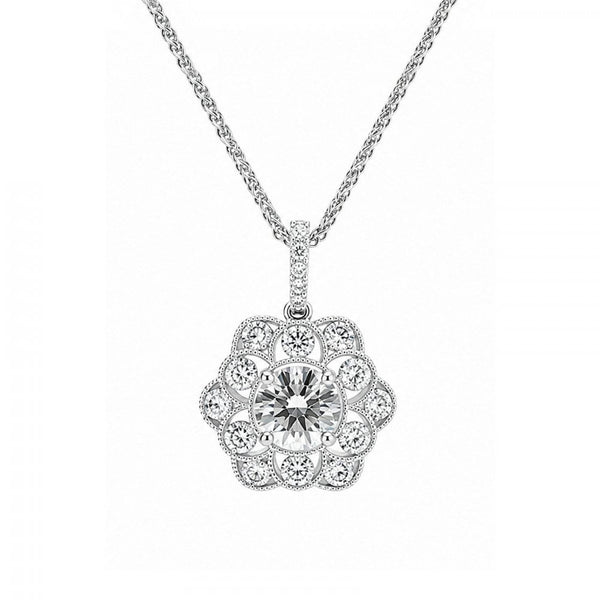 18ct white gold 1.91ct H SI1 GIA diamond flower pendant
