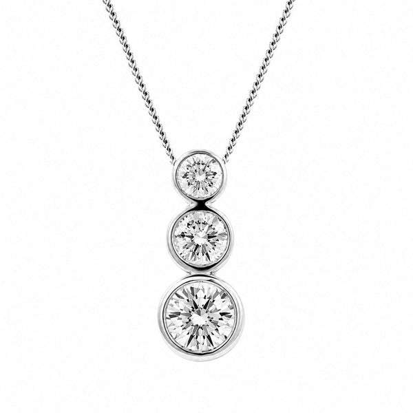 18ct gold 0.92ct round brilliant cut diamond graudated pendant
