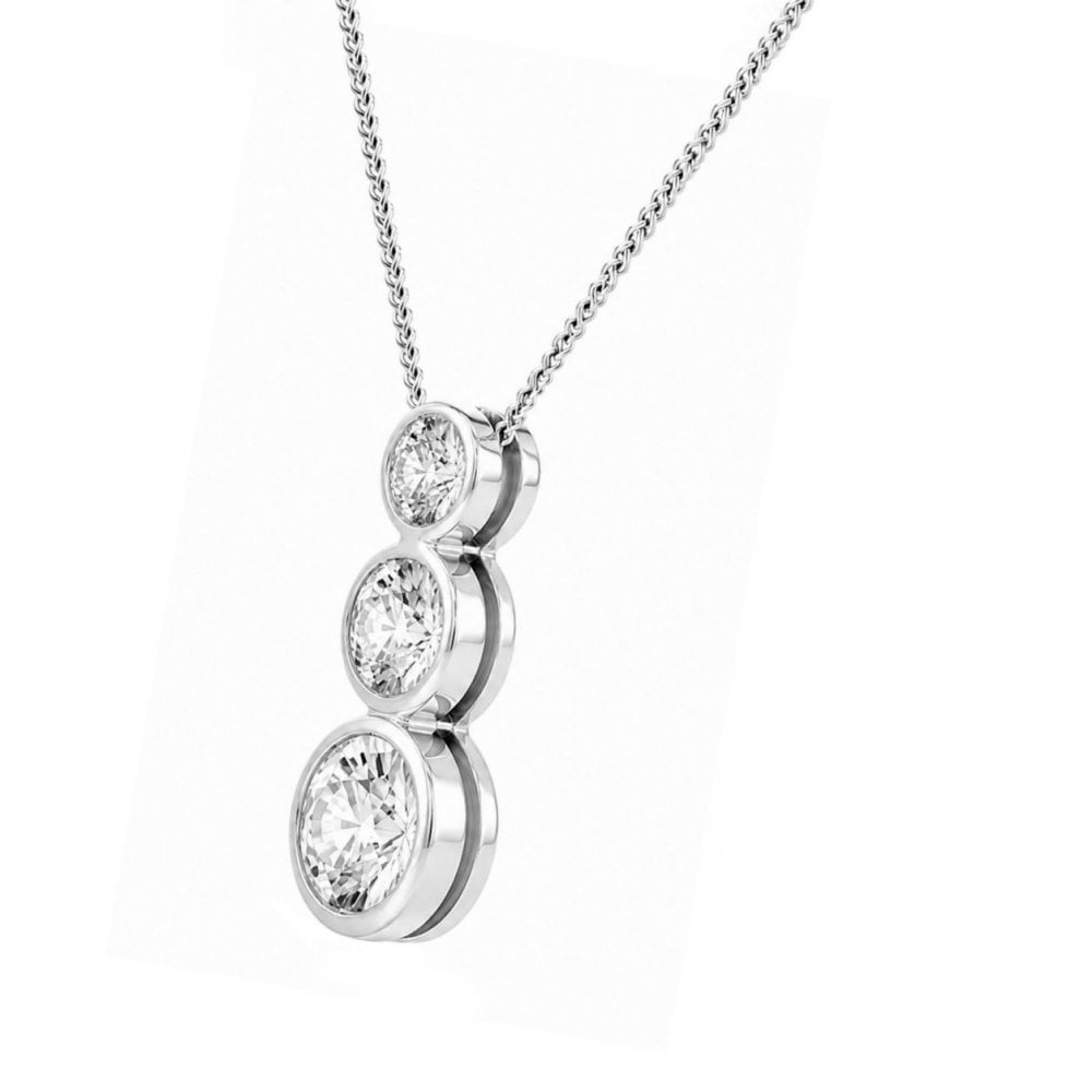 18ct gold 0.92ct round brilliant cut diamond graudated pendant