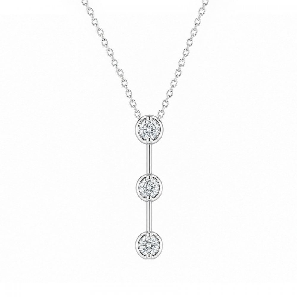 18ct white gold 0.60ct round cut diamond trilogy pendant
