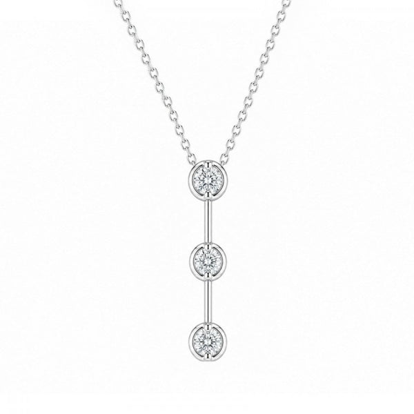 18ct white gold 0.60ct round cut diamond trilogy pendant