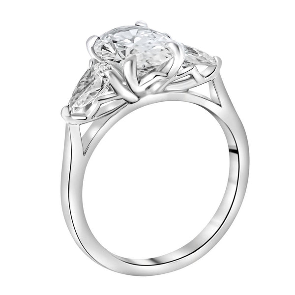 Lab grown platinum 4.06ct D VVS2 oval & pear diamond ring