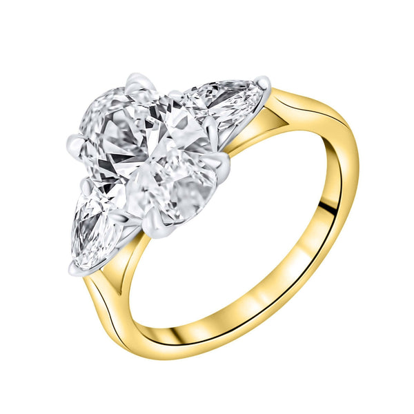 LG 18ct yellow gold 4.07ct D VVS2 IGI oval & pear diamond ring