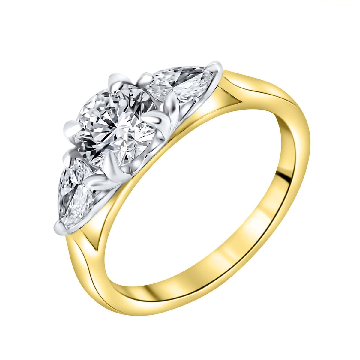 LG 18ct yellow gold 1.54ct D VVS2 IGI round & pear diamond ring