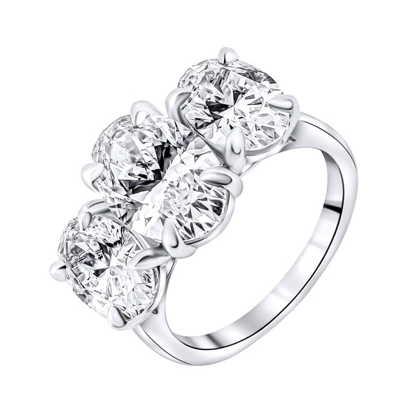 Lab grown platinum 6.10ct D VVS2 oval cut diamond 3 stone ring