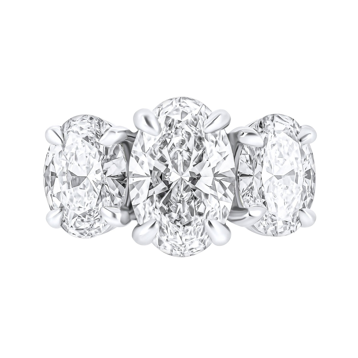 Lab grown platinum 6.10ct D VVS2 oval cut diamond 3 stone ring
