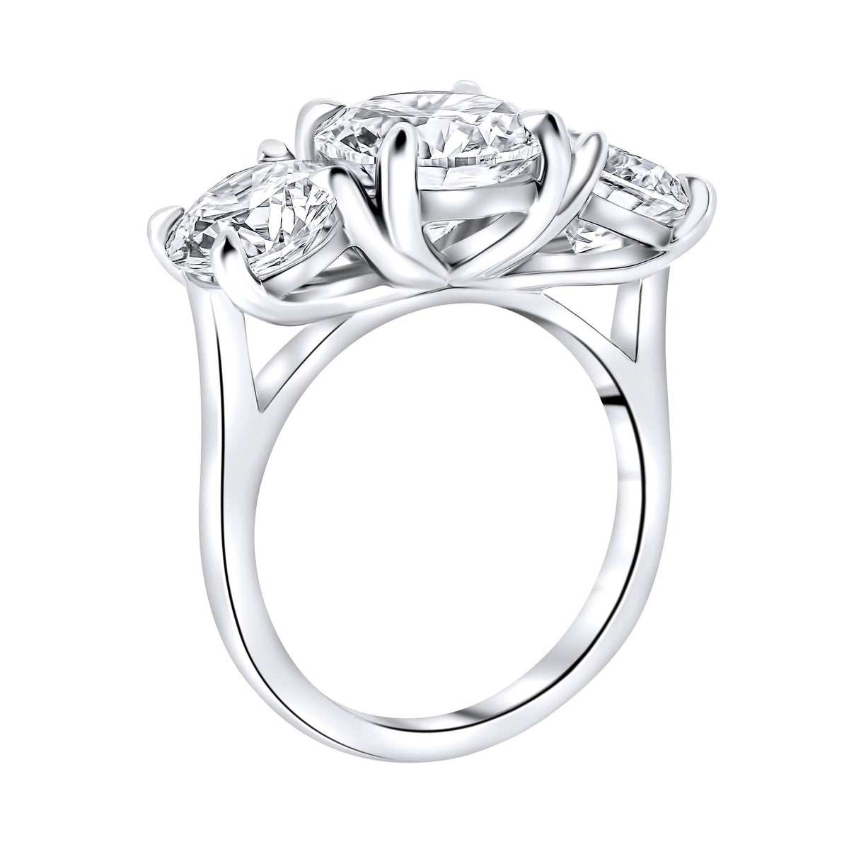 Lab grown platinum 6.00ct D VVS2 round diamond 3 stone ring