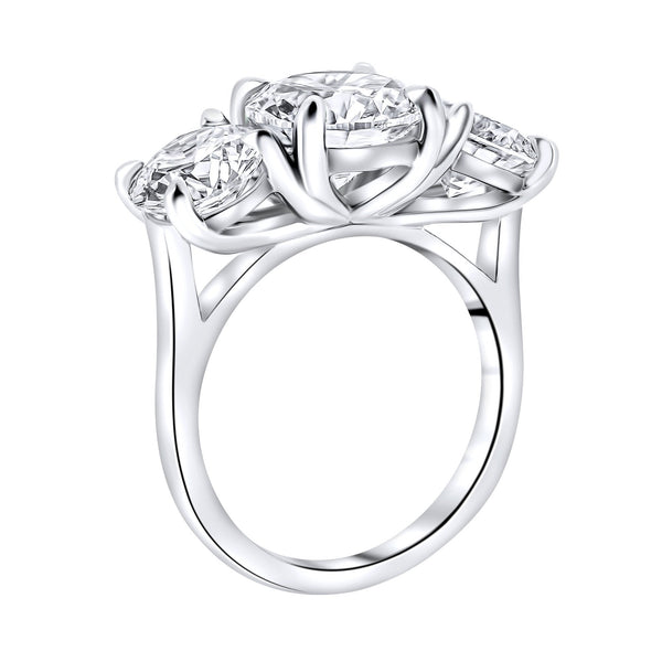 Lab grown platinum 6.00ct D VVS2 round diamond 3 stone ring