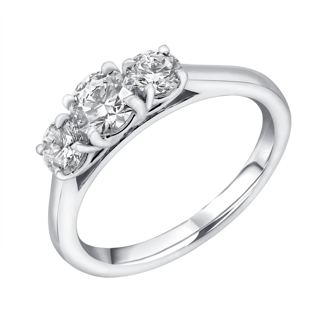 Lab grown platinum 1.26ct D VVS2 IGI round diamond 3 stone ring