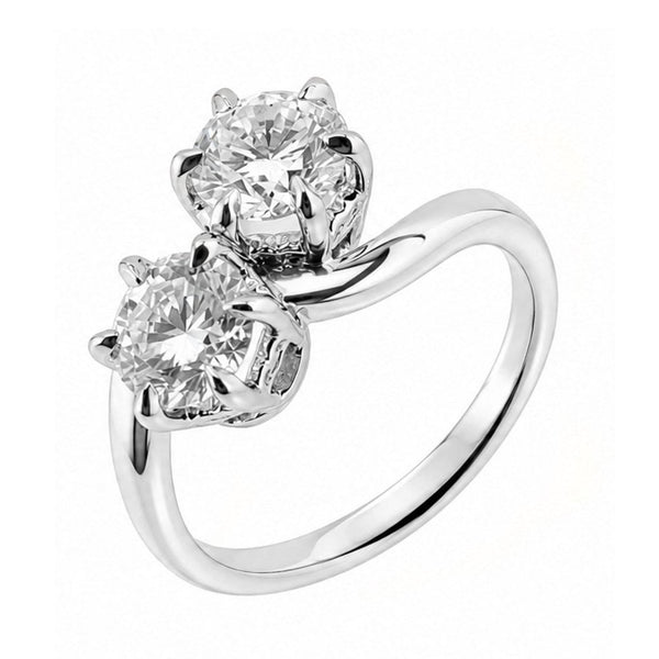 Lab grown platinum 3.00ct D VVS2 IGI round 2 stone ring