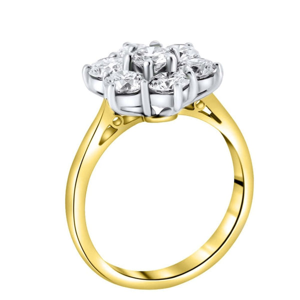 Preowned 18ct yellow gold 1.25ct cut diamond flower cluster ring