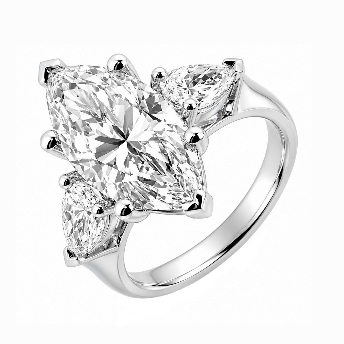 Lab grown platinum 6.13ct D VVS2 marquise & pear diamond ring