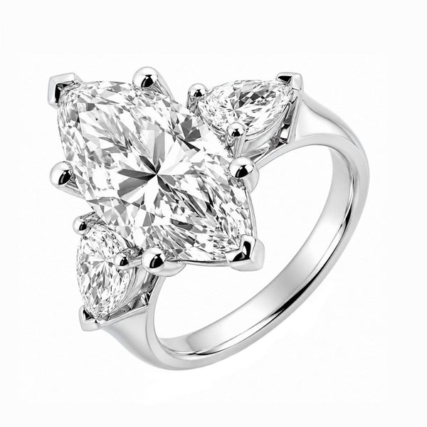 Lab grown platinum 6.13ct D VVS2 marquise & pear diamond ring