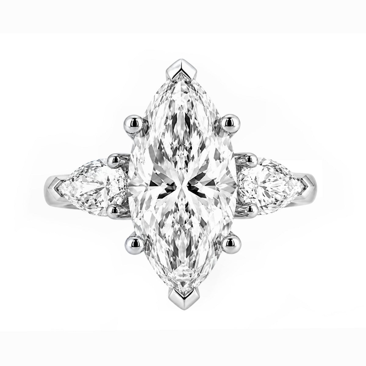 Lab grown platinum 6.13ct D VVS2 marquise & pear diamond ring
