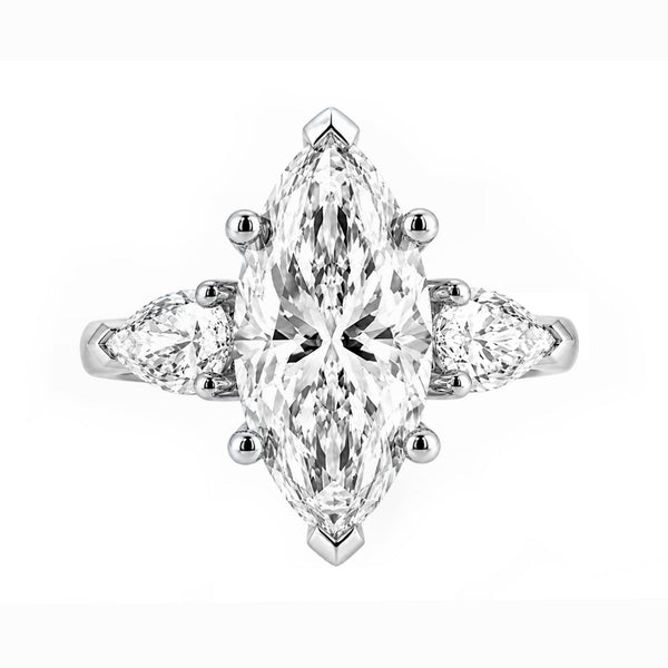 Lab grown platinum 6.13ct D VVS2 marquise & pear diamond ring