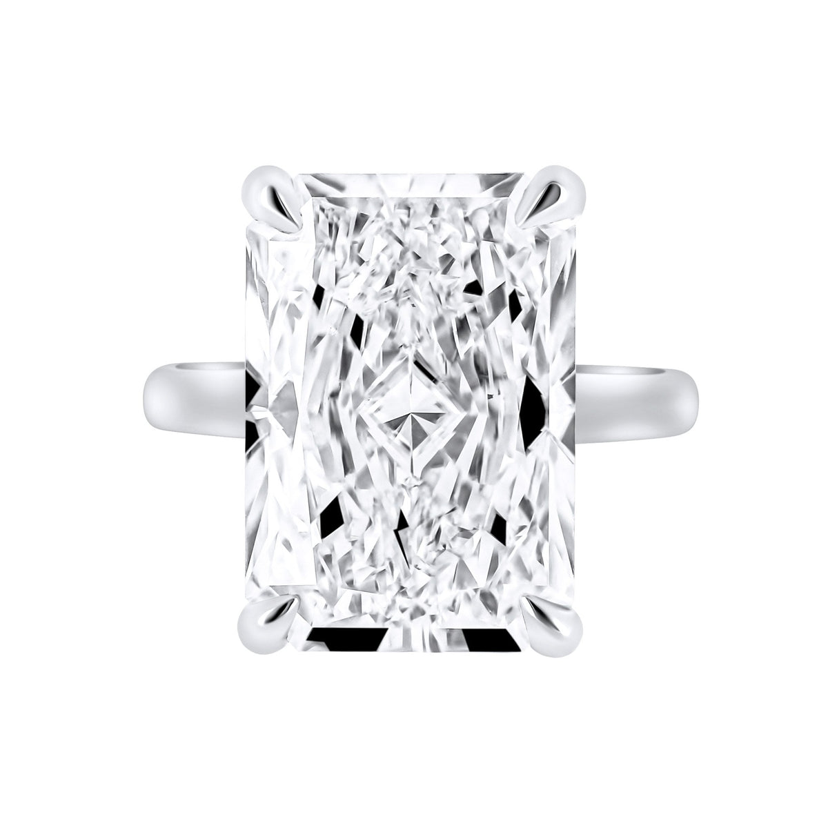 Lab grown platinum 11.12ct E VVS2 IGI radiant cut diamond ring
