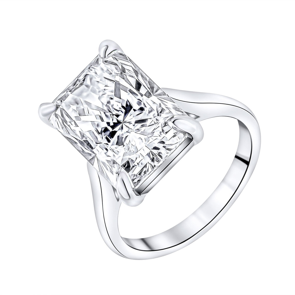 Lab grown platinum 8.77ct E VVS2 IGI radiant cut diamond ring