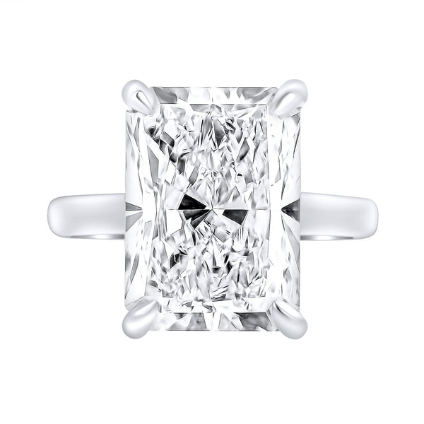 Lab grown platinum 8.77ct E VVS2 IGI radiant cut diamond ring