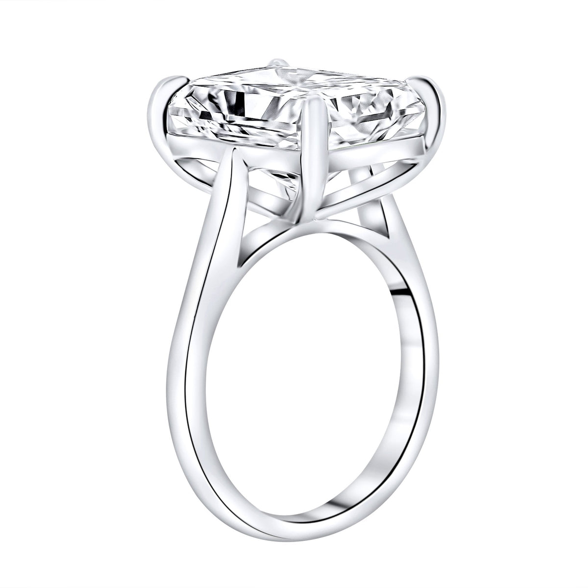 Lab grown platinum 8.77ct E VVS2 IGI radiant cut diamond ring