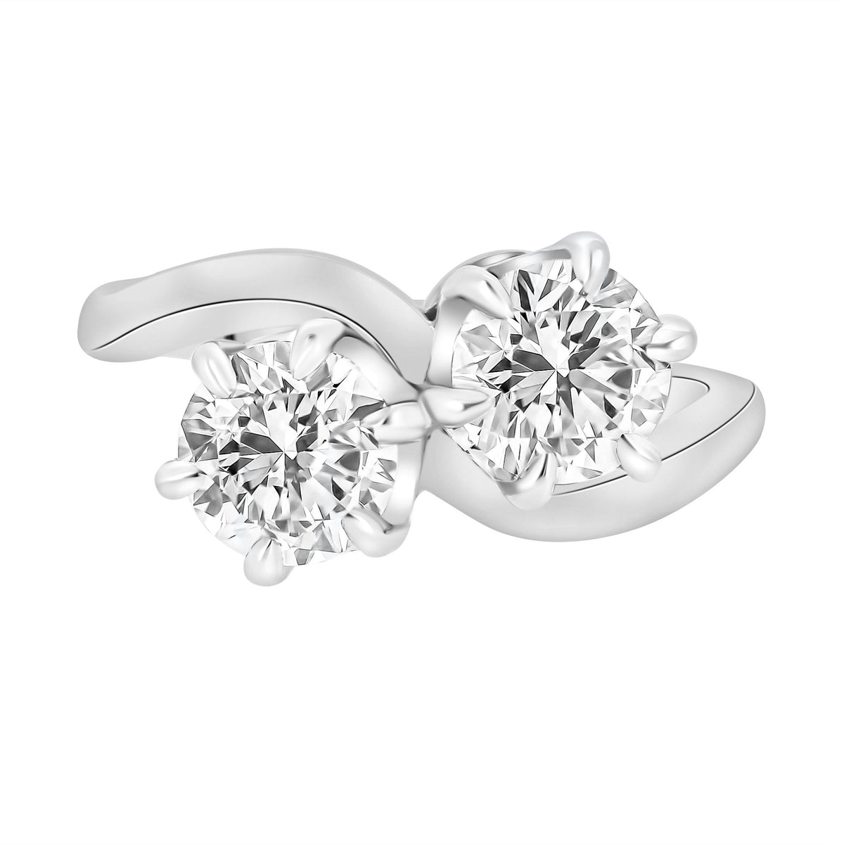 Lab grown platinum 3.00ct D VVS2 IGI round 2 stone ring