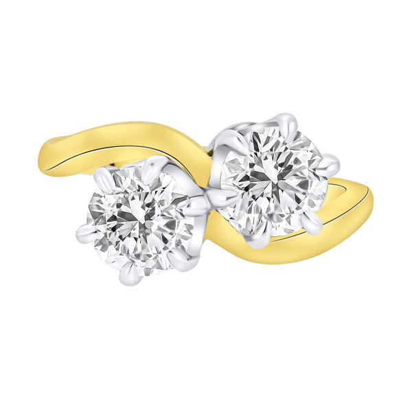 Lab grown 18ct yellow gold 2.04ct D VVS2 diamond 2 stone ring