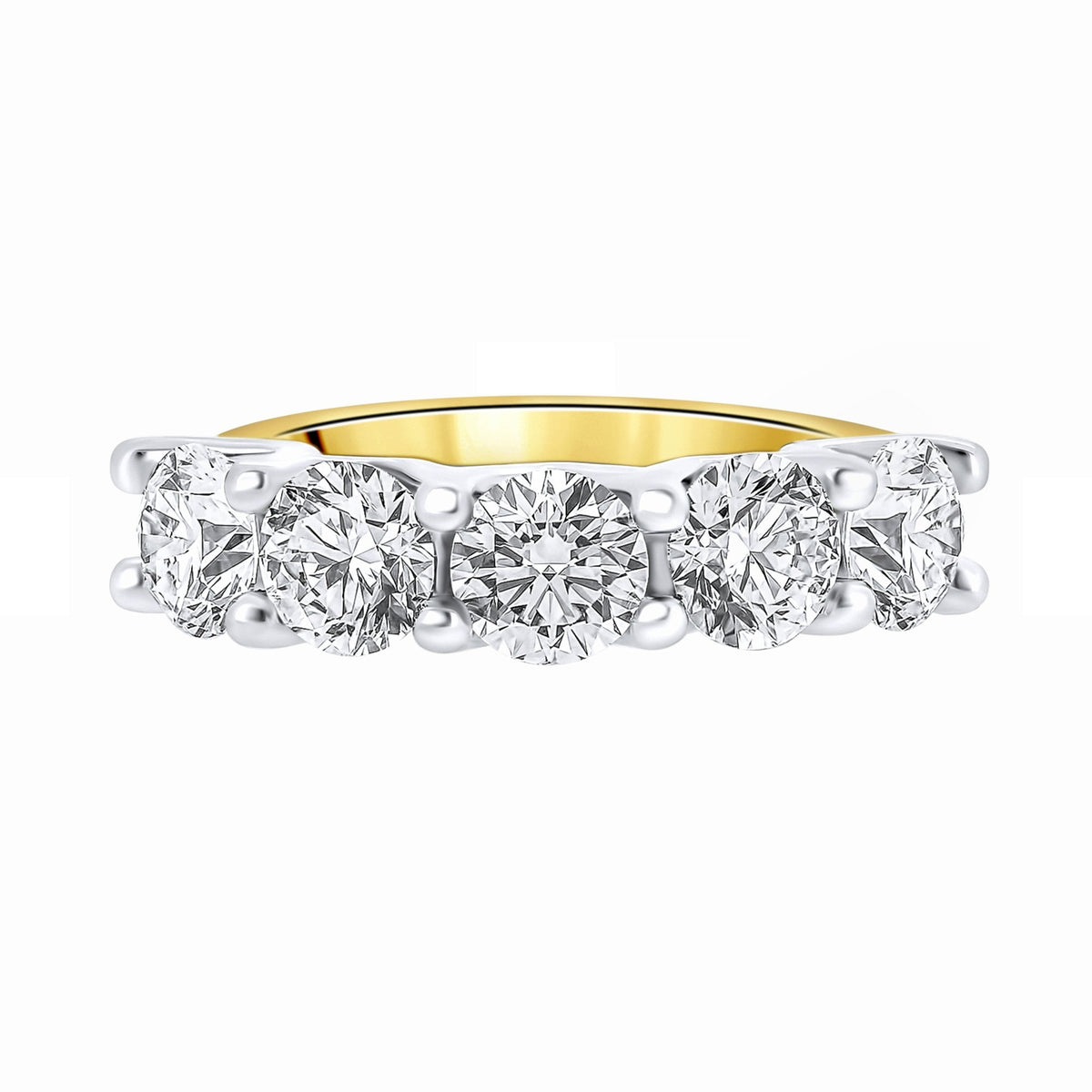 LG 18ct yellow gold 3.50ct D VVS2 IGI round diamond 5 stone ring