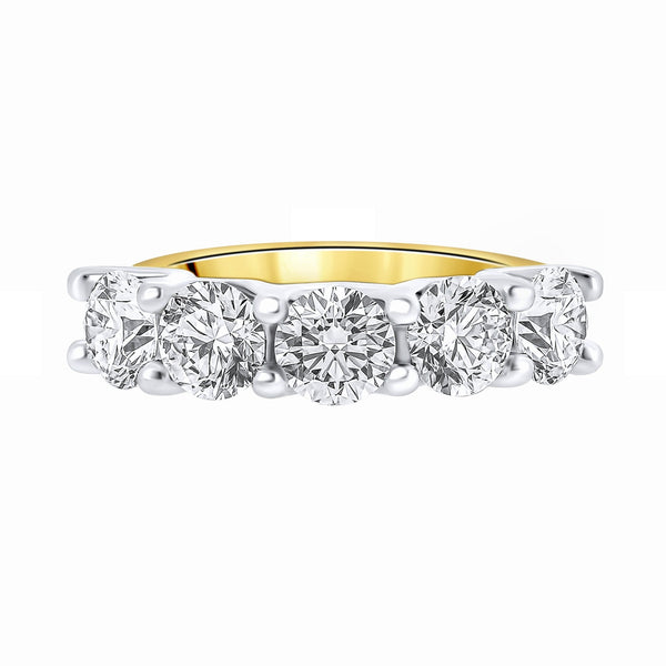 LG 18ct yellow gold 3.50ct D VVS2 IGI round diamond 5 stone ring