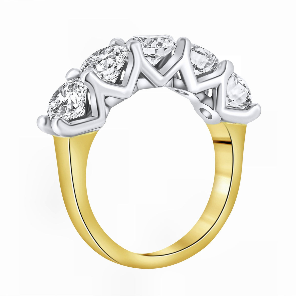 LG 18ct yellow gold 3.50ct D VVS2 IGI round diamond 5 stone ring