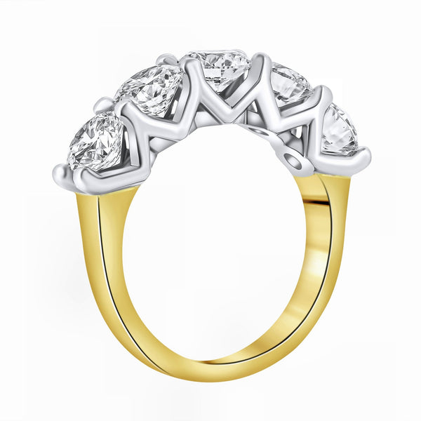 LG 18ct yellow gold 3.50ct D VVS2 IGI round diamond 5 stone ring
