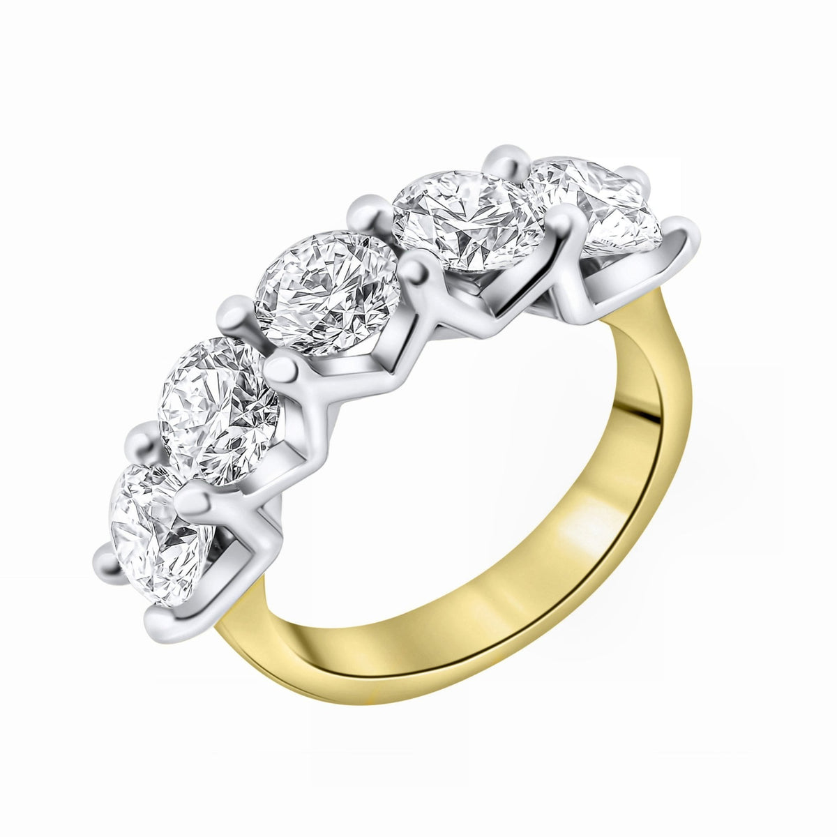 LG 18ct yellow gold 3.00ct D VVS2 IGI round diamond 5 stone ring
