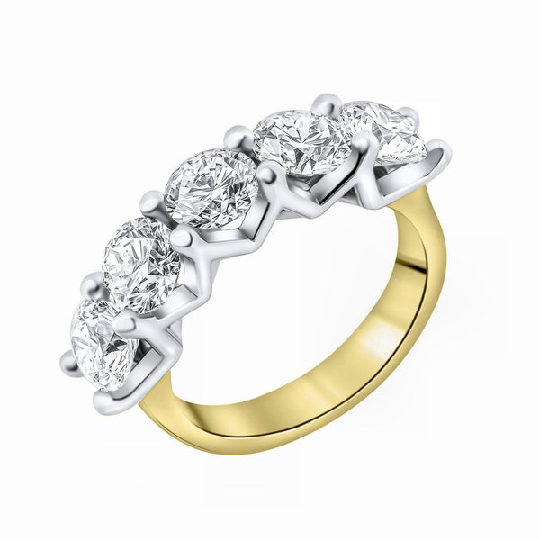 LG 18ct yellow gold 3.00ct D VVS2 IGI round diamond 5 stone ring
