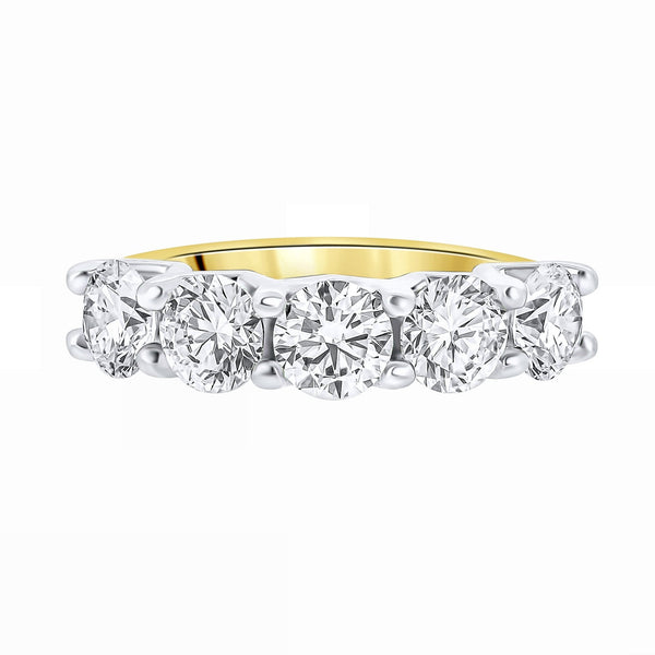 LG 18ct yellow gold 3.00ct D VVS2 IGI round diamond 5 stone ring