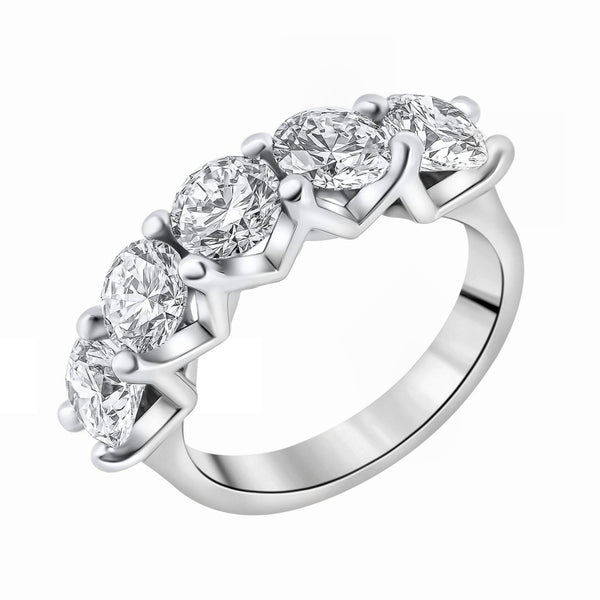 Lab grown platinum 3.50ct D VVS2 IGI round diamond 5 stone ring