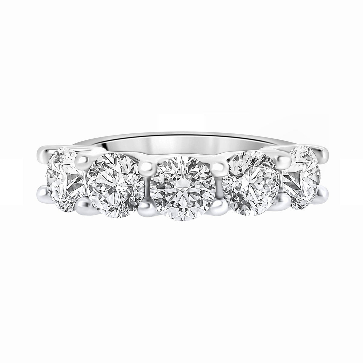 Lab grown platinum 3.50ct D VVS2 IGI round diamond 5 stone ring