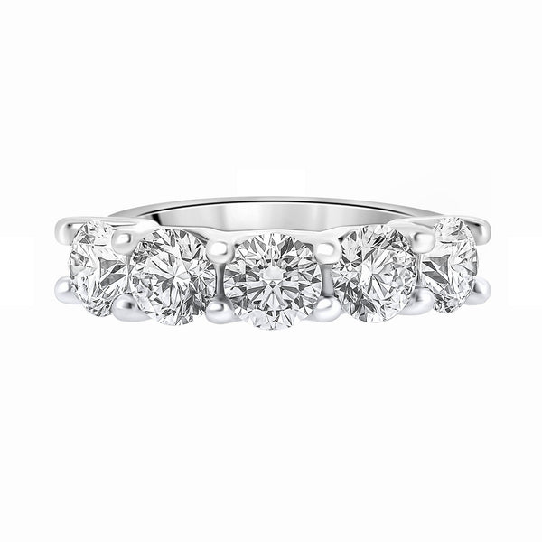 Lab grown platinum 3.50ct D VVS2 IGI round diamond 5 stone ring