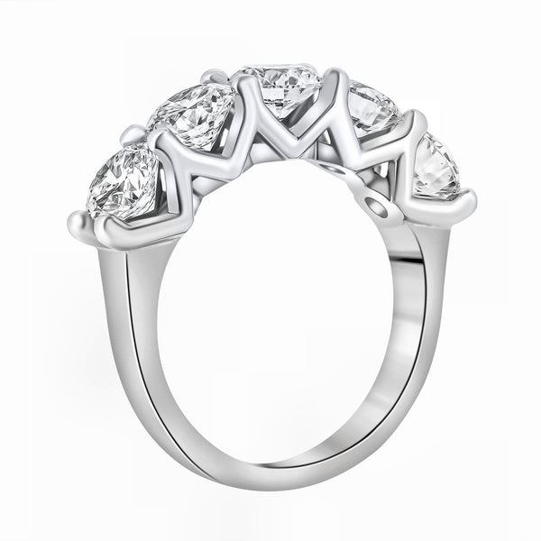 Lab grown platinum 3.50ct D VVS2 IGI round diamond 5 stone ring