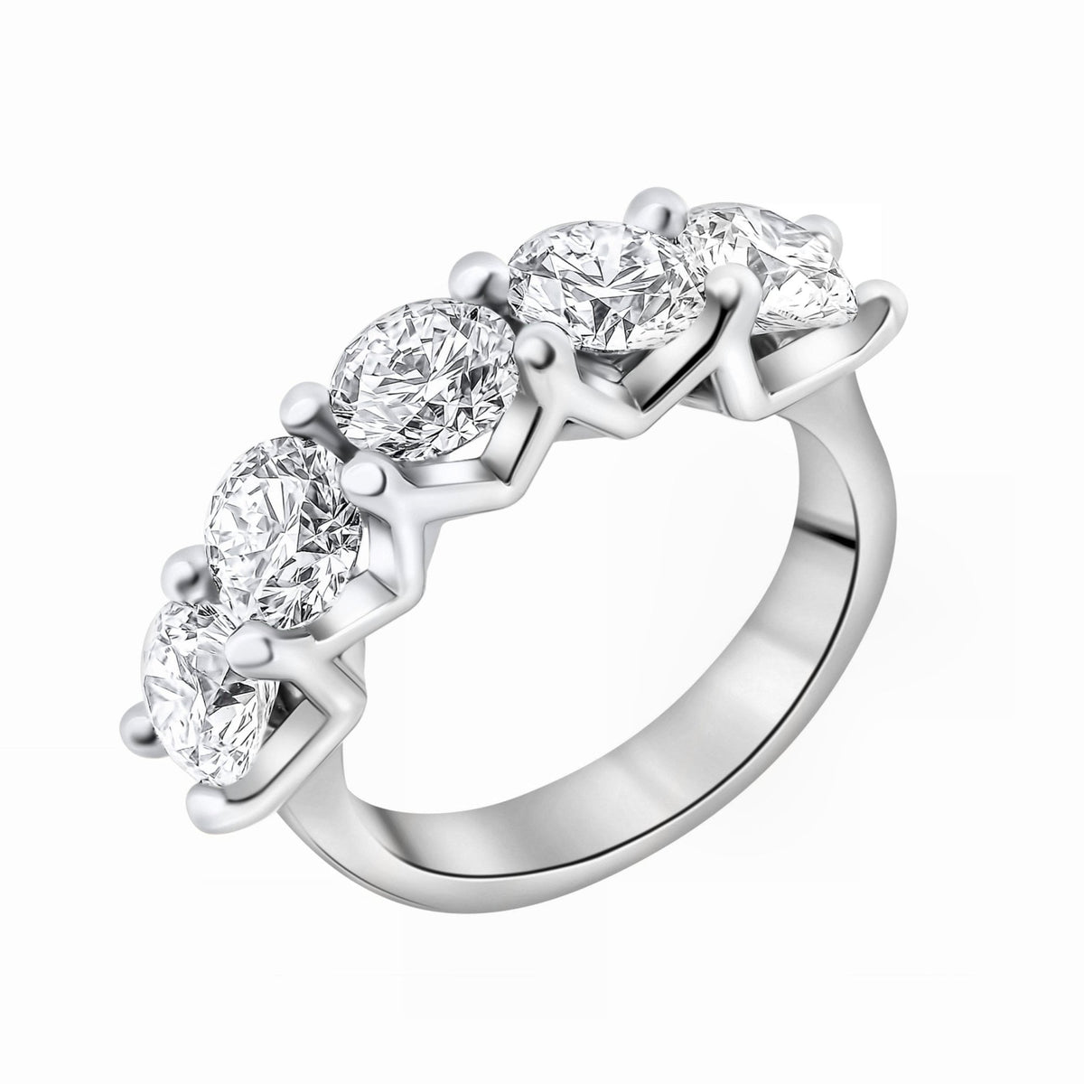 Lab grown platinum 3.05ct D VVS2 IGI round diamond 5 stone ring