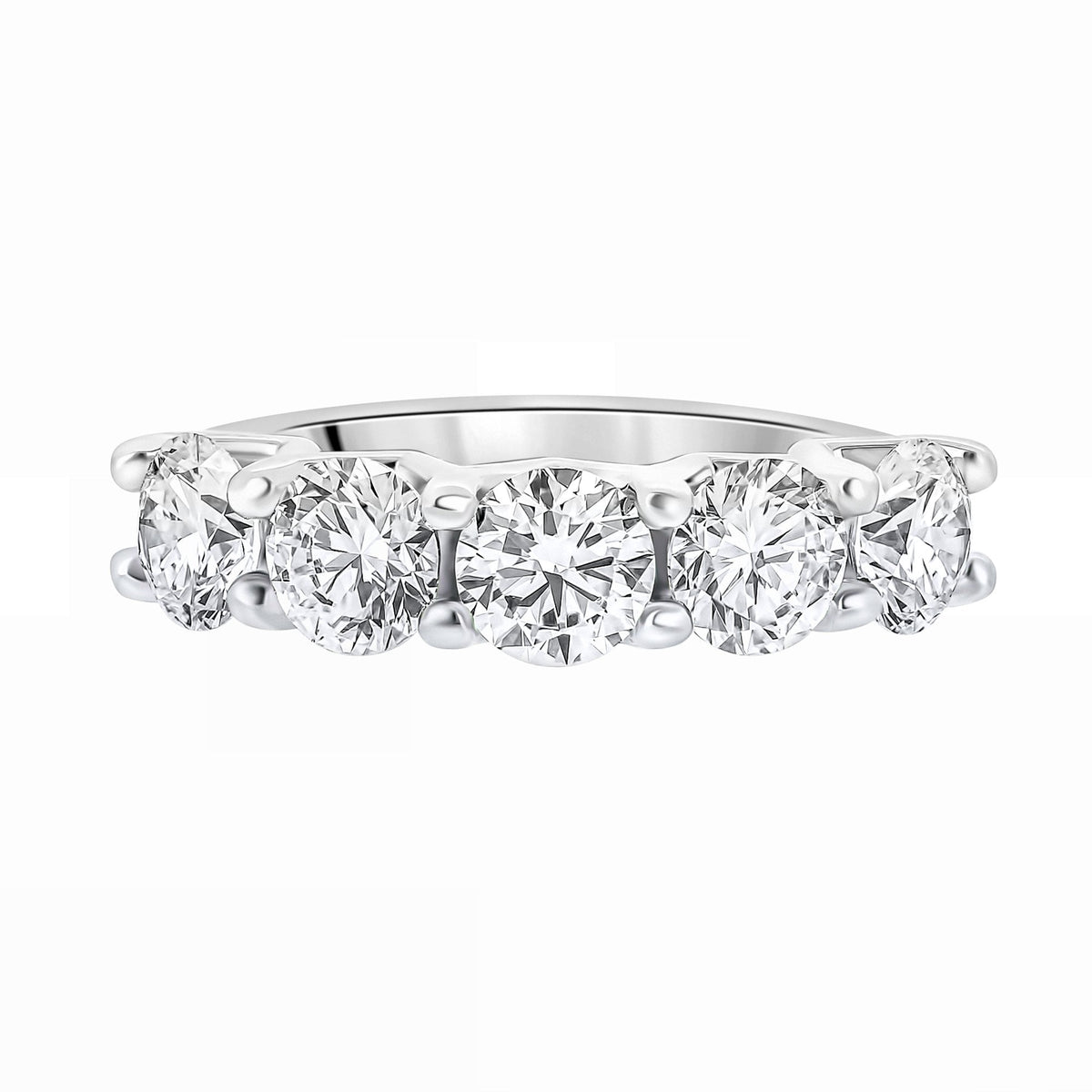 Lab grown platinum 3.05ct D VVS2 IGI round diamond 5 stone ring