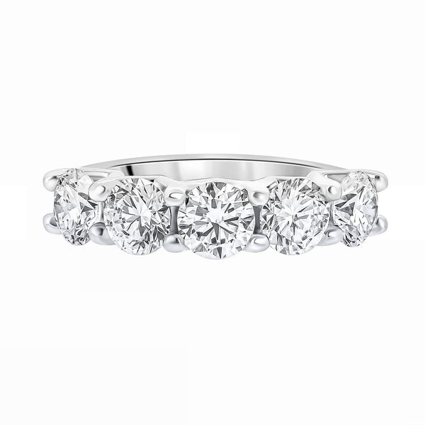Lab grown platinum 3.05ct D VVS2 IGI round diamond 5 stone ring