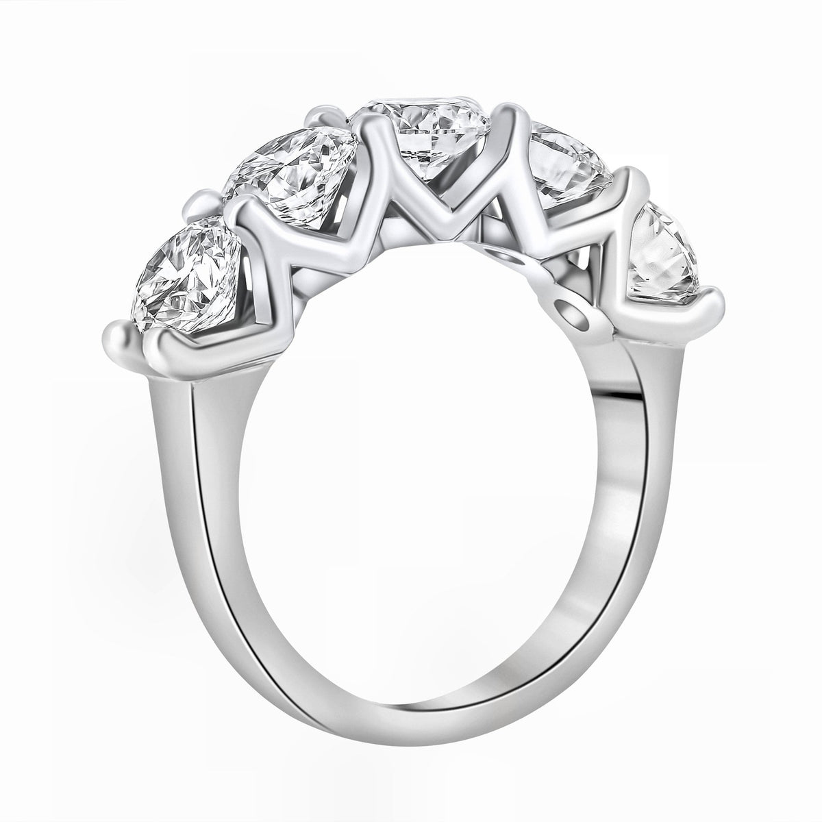 Lab grown platinum 3.05ct D VVS2 IGI round diamond 5 stone ring