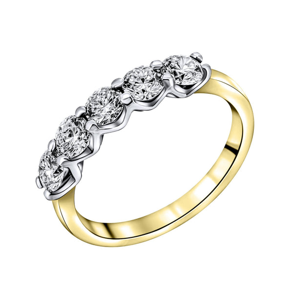 LG 18ct yellow gold 1.20ct D VVS2 IGI round diamond 5 stone ring