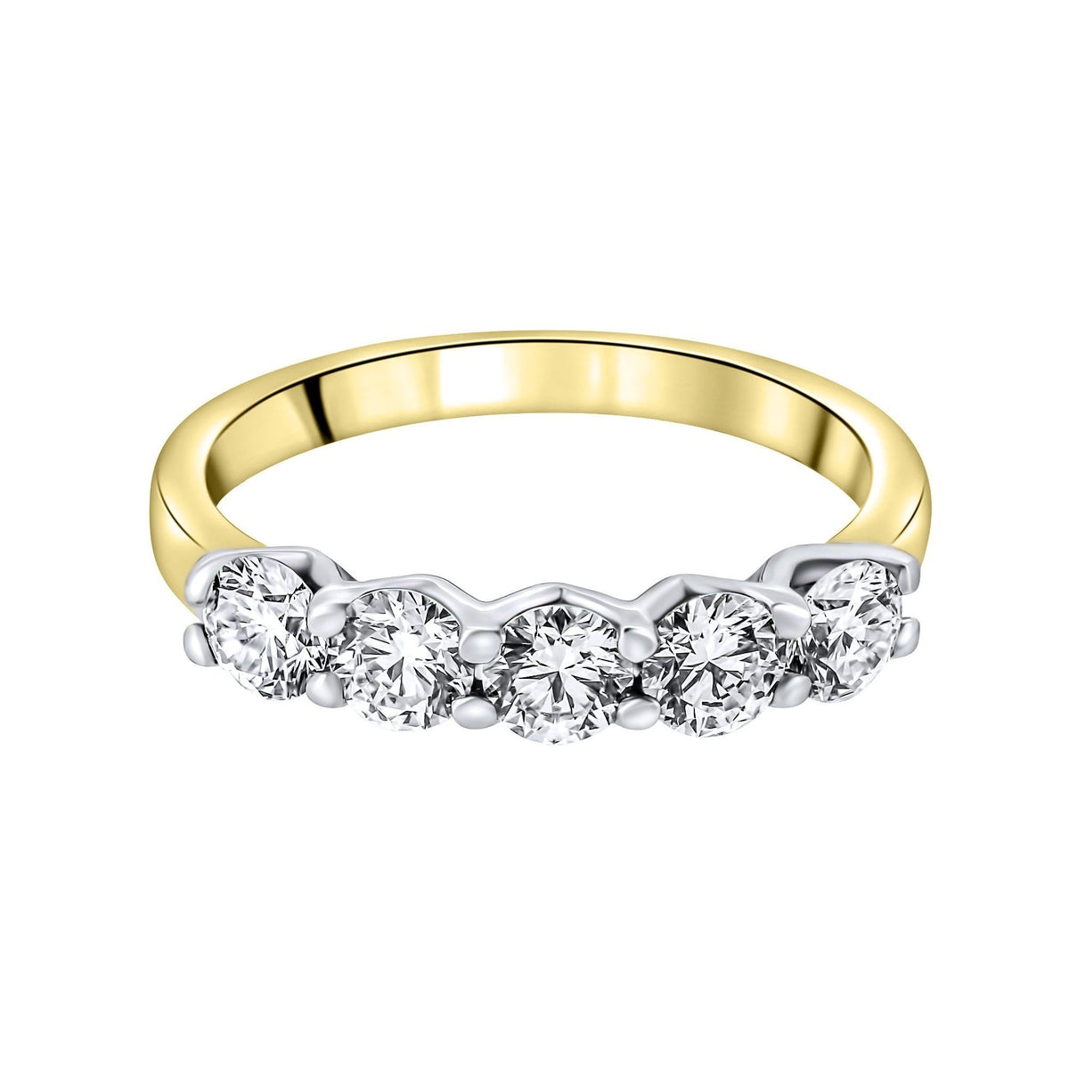 LG 18ct yellow gold 1.20ct D VVS2 IGI round diamond 5 stone ring
