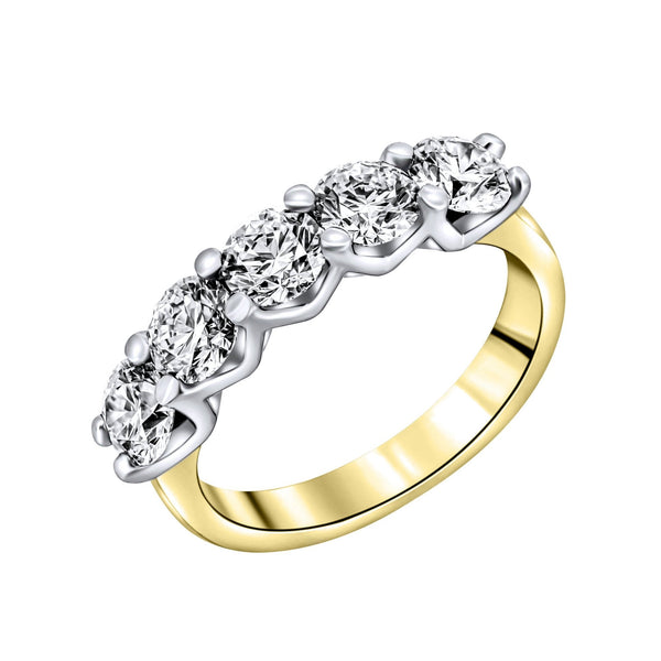 LG 18ct yellow gold 2.00ct D VVS2 IGI round diamond 5 stone ring