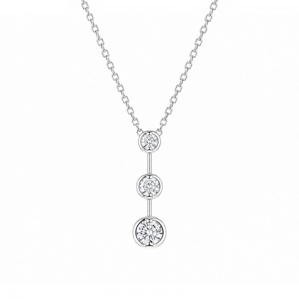 18ct white gold 0.39ct round cut diamond trilogy pendant
