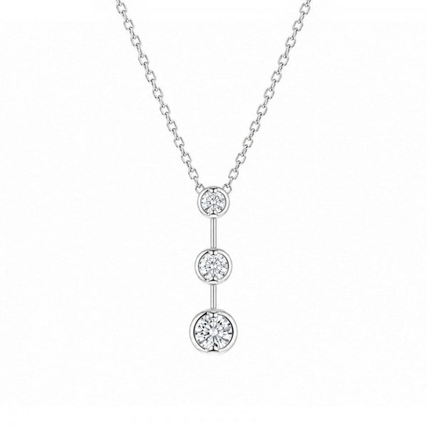 18ct white gold 0.39ct round cut diamond trilogy pendant