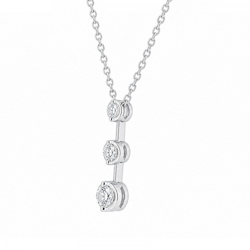 18ct white gold 0.39ct round cut diamond trilogy pendant