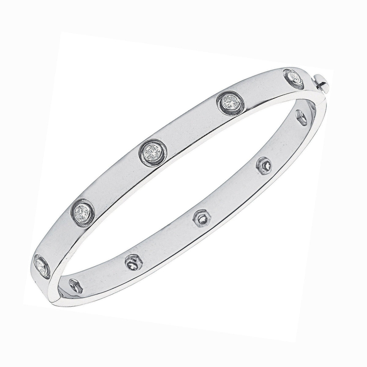 18ct white gold 1.00ct round brilliant cut diamond bangle